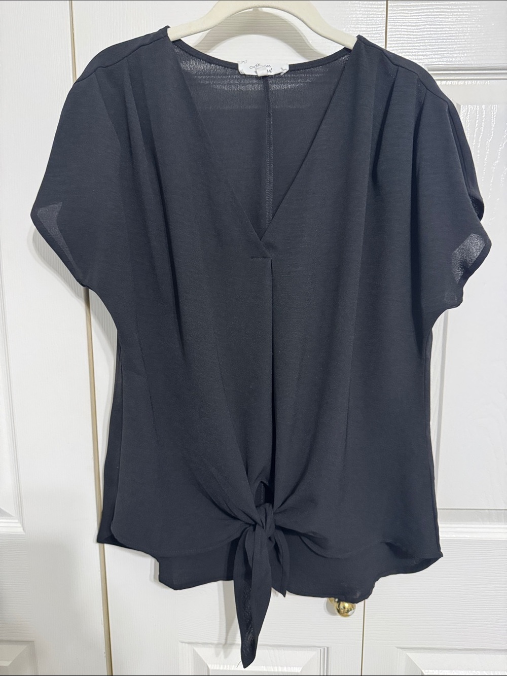 Beacon Black V-Neck Tie-Front Blousey
